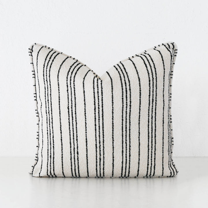 CAMPANIA STRIPE CUSHION  |  BONE + CARBON NOIR  | 50X50