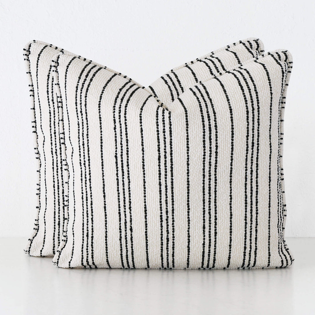 CAMPANIA STRIPE CUSHION BUNDLE X2  |  60X60  |  BONE + CARBON NOIR STRIPE