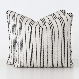 CAMPANIA STRIPE CUSHION BUNDLE X2  |  60X60  |  BONE + CARBON NOIR STRIPE