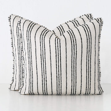 CAMPANIA STRIPE CUSHION BUNDLE X2  |  60X60  |  BONE + CARBON NOIR STRIPE