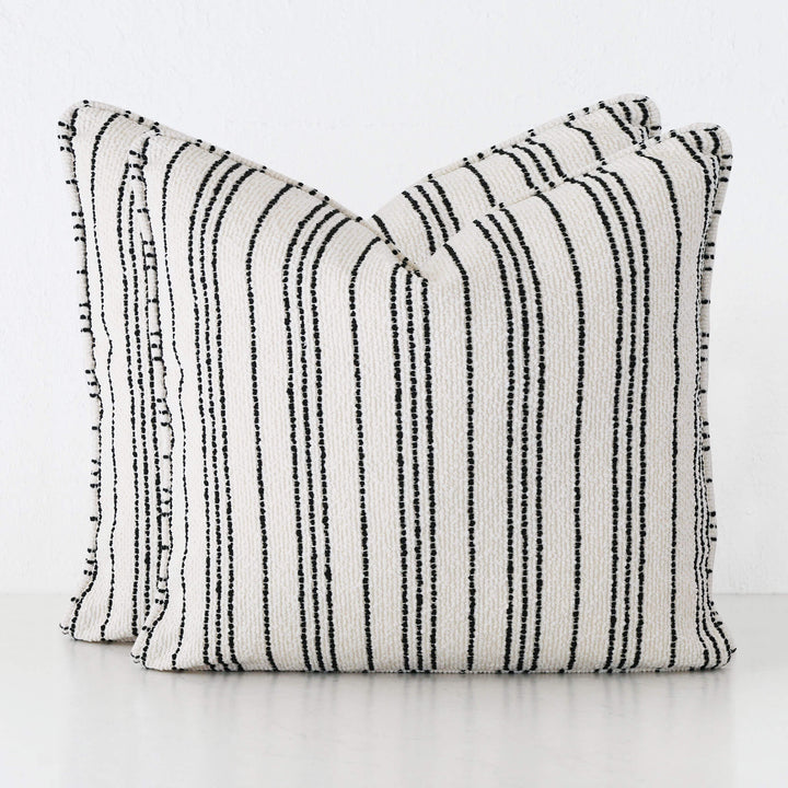 CAMPANIA STRIPE CUSHION BUNDLE X2  |  60X60  |  BONE + CARBON NOIR STRIPE