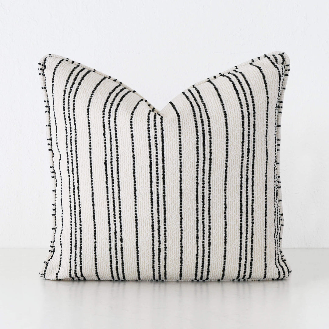 CAMPANIA STRIPE CUSHION  |  BONE + CARBON NOIR  | 60X60