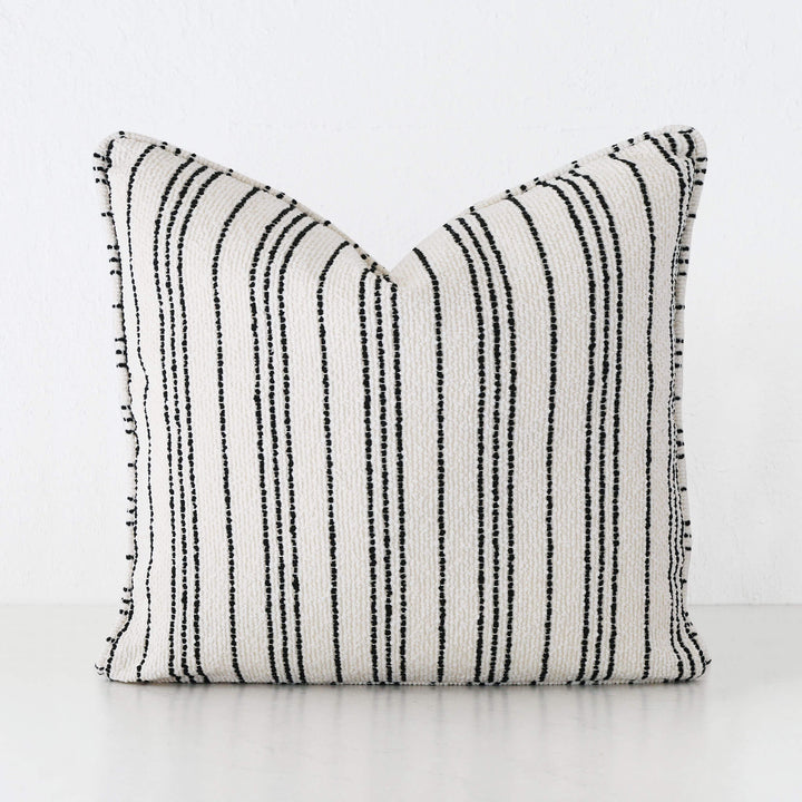 CAMPANIA STRIPE CUSHION  |  BONE + CARBON NOIR  | 60X60