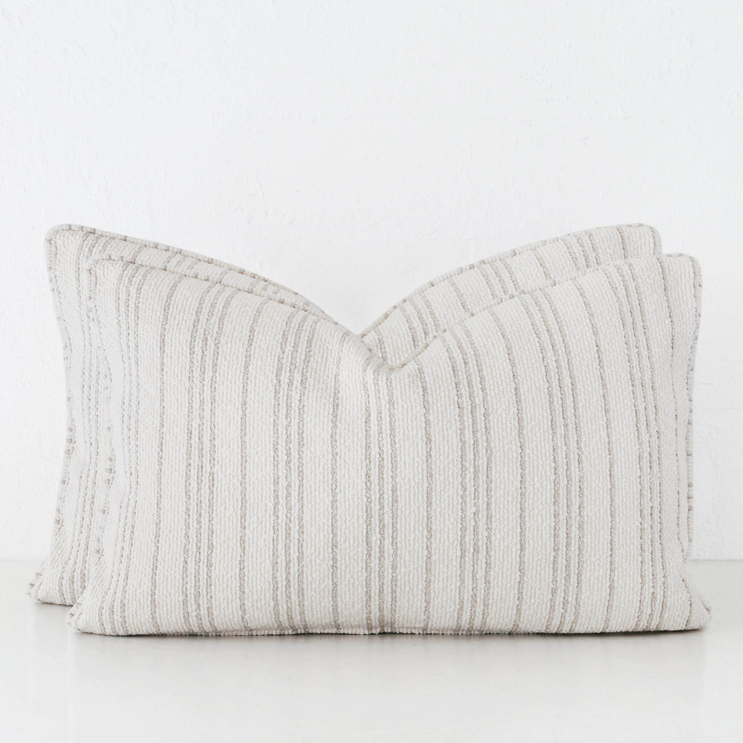 CAMPANIA STRIPE CUSHION BUNDLE X2  |  40X60  |  PEBBLE BEIGE + BONE STRIPE
