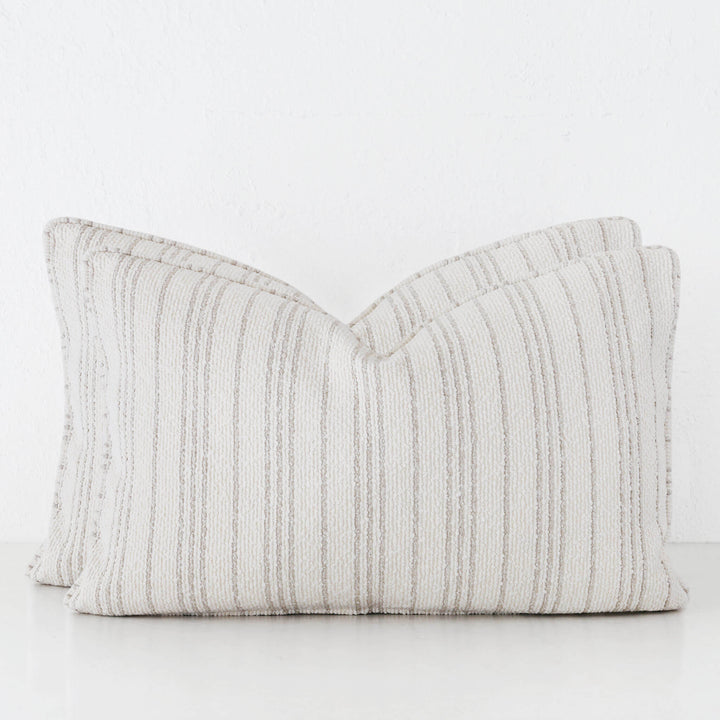 CAMPANIA STRIPE CUSHION BUNDLE X2  |  40X60  |  PEBBLE BEIGE + BONE STRIPE