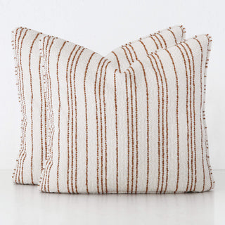CAMPANIA STRIPE CUSHION BUNDLE X2  |  60X60  |  BONE + BURNT CARAMEL STRIPE