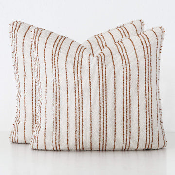 CAMPANIA STRIPE CUSHION BUNDLE X2  |  60X60  |  BONE + BURNT CARAMEL STRIPE