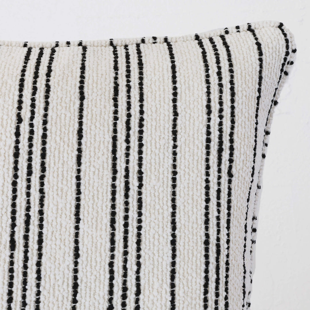 CAMPANIA STRIPE CUSHION  |  BONE + CARBON NOIR  |  40X60 | 50X50 | 60X60