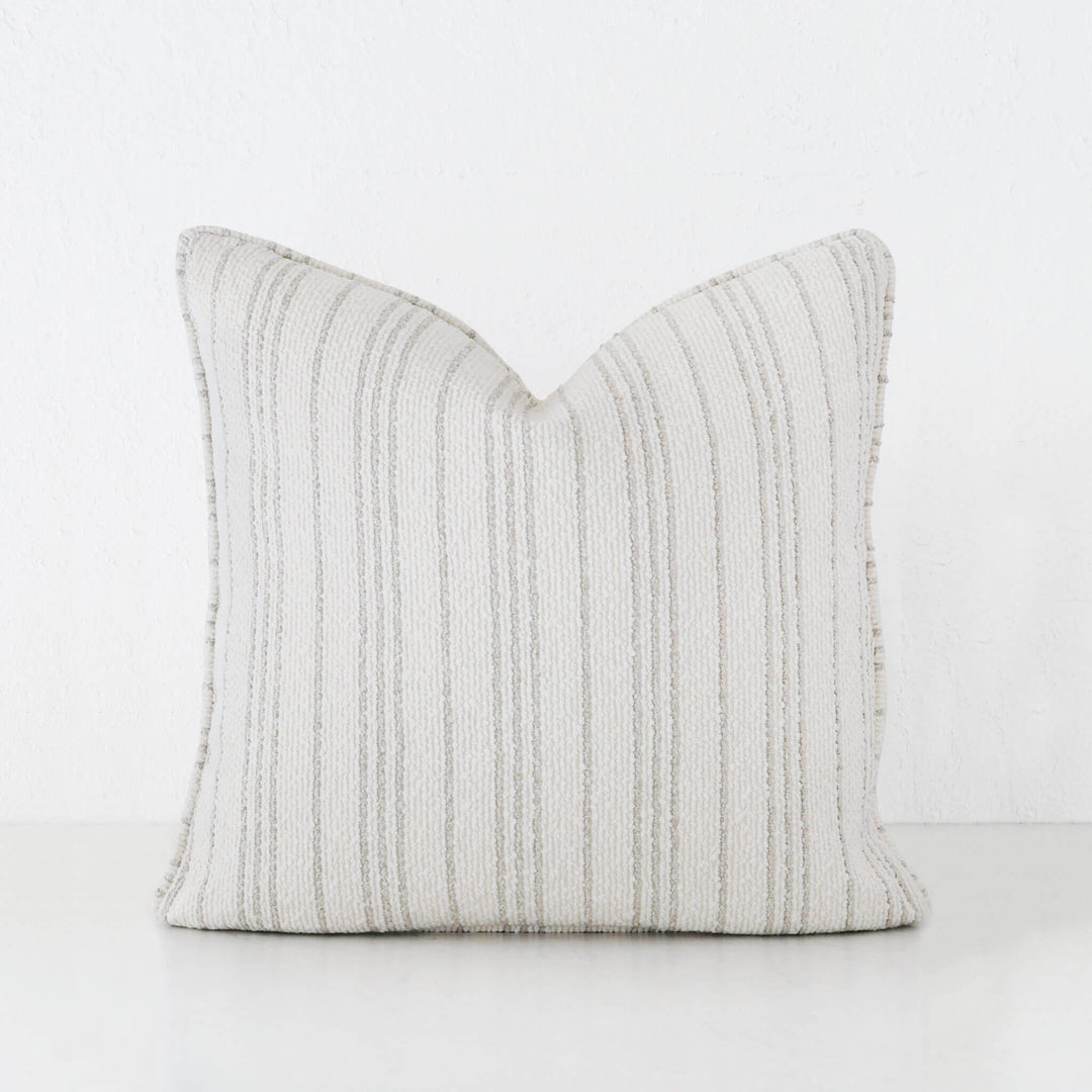 CAMPANIA STRIPE CUSHION  |  PEBBLE BEIGE + BONE | 50X50
