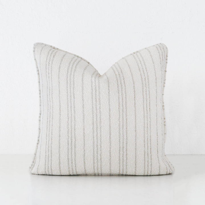 CAMPANIA STRIPE CUSHION  |  PEBBLE BEIGE + BONE | 50X50