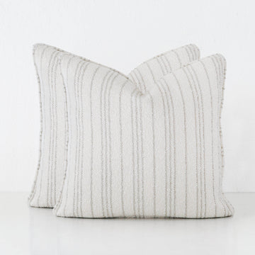CAMPANIA STRIPE CUSHION BUNDLE X2  |  50X50  |  PEBBLE BEIGE + BONE STRIPE