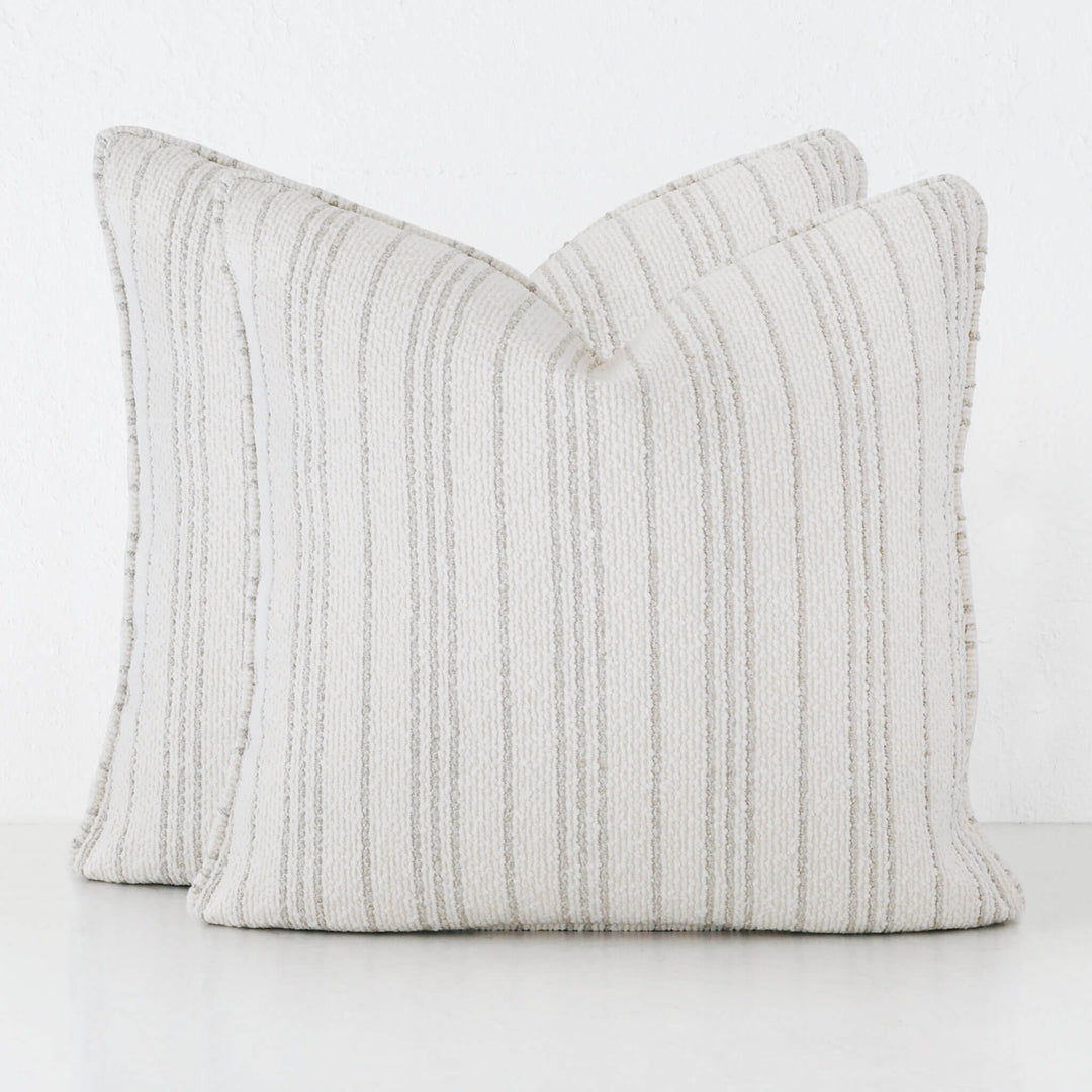 CAMPANIA STRIPE CUSHION BUNDLE X2  |  60X60  |  PEBBLE BEIGE + BONE STRIPE