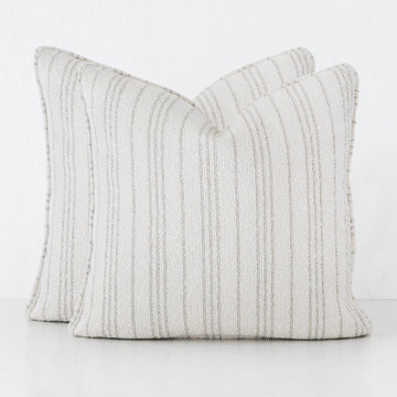 CAMPANIA STRIPE CUSHION BUNDLE X2  |  60X60  |  PEBBLE BEIGE + BONE STRIPE