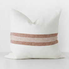 CAMPBELL CUSHION FRENCH HEAVY LINEN  |  55 X 55CM  |  WHITE RUST STRIPE