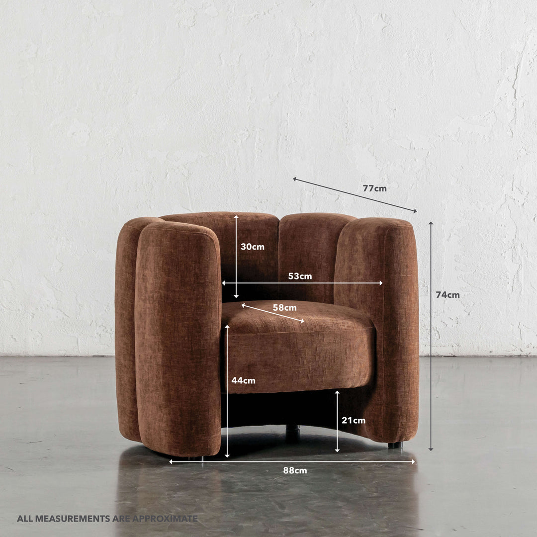 CAMPOS CURVED ARMCHAIR  |  SIERRA TERRA | MEASUREMENTS