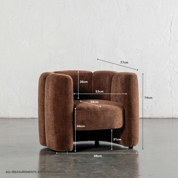 CAMPOS CURVED ARMCHAIR  |  SIERRA TERRA | MEASUREMENTS