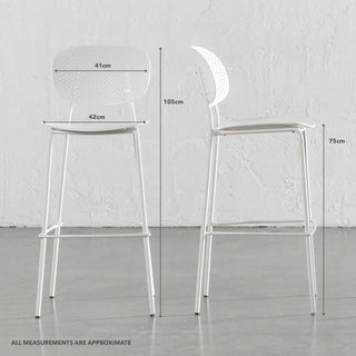 CAPO MESH INDOOR/OUTDOOR BAR CHAIR BUNDLE | GHOST WHITE | MEASUREMENTS