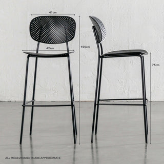 CAPO MESH INDOOR/OUTDOOR BAR CHAIR BUNDLE | ONYX BLACK | MEASUREMENTS