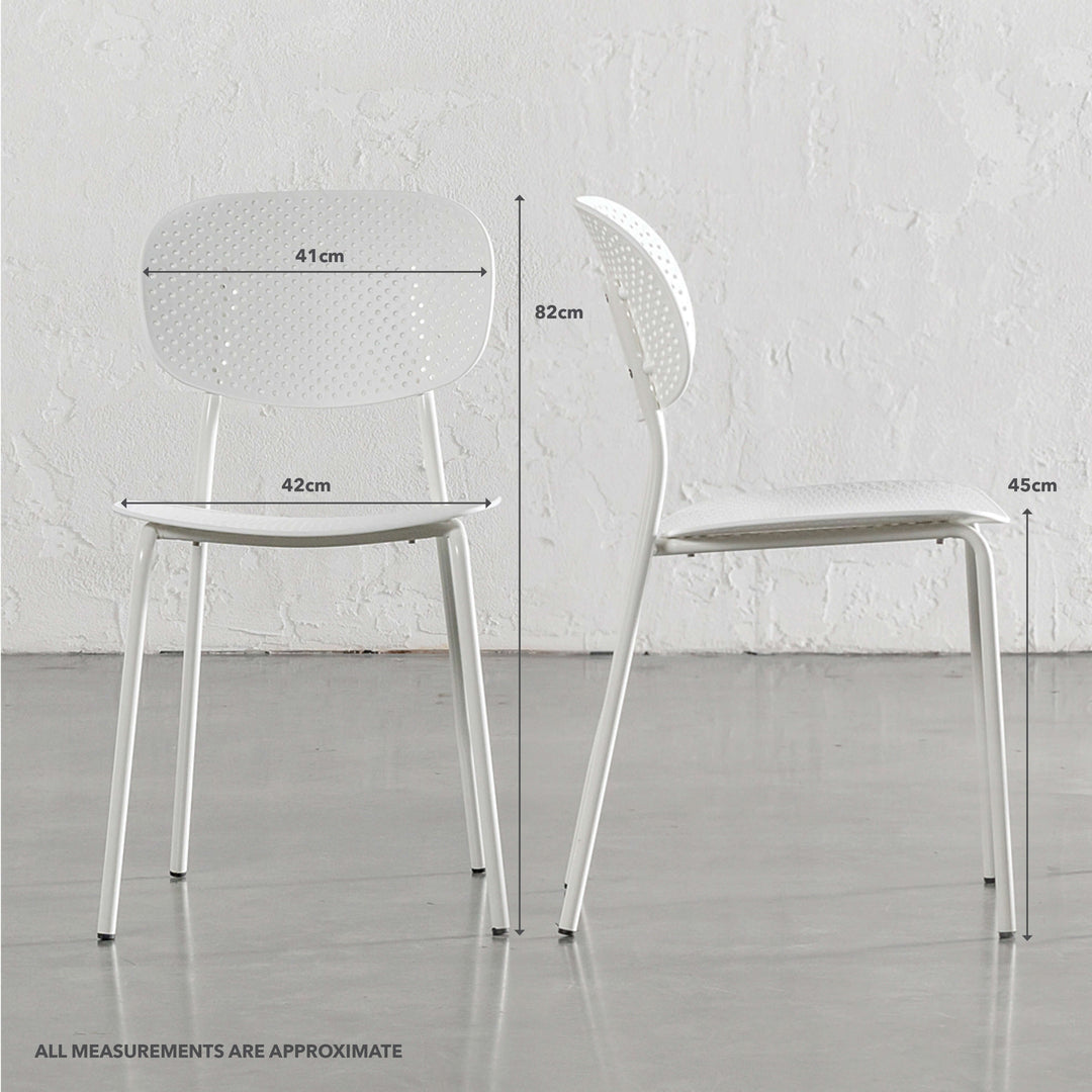 CAPO MESH INDOOR/OUTDOOR DINING CHAIR BUNDLE | GHOST WHITE | MEASUREMENTS