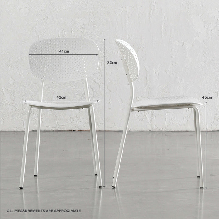 CAPO MESH INDOOR/OUTDOOR DINING CHAIR BUNDLE | GHOST WHITE | MEASUREMENTS