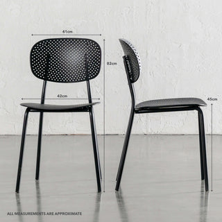 CAPO MESH INDOOR/OUTDOOR DINING CHAIR BUNDLE | ONYX BLACK | MEASUREMENTS