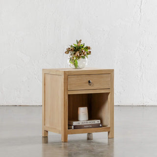 CAPRETTA BEDSIDE  |  SINGLE DRAWER  |  BLEACHED BRISTLE