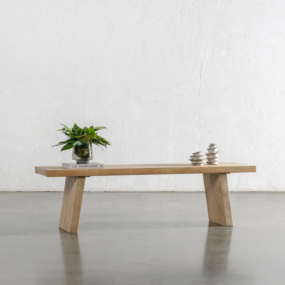CAPRETTA ELM BENCH  |  160CM + 190CM  |  BLEACHED BRISTLE