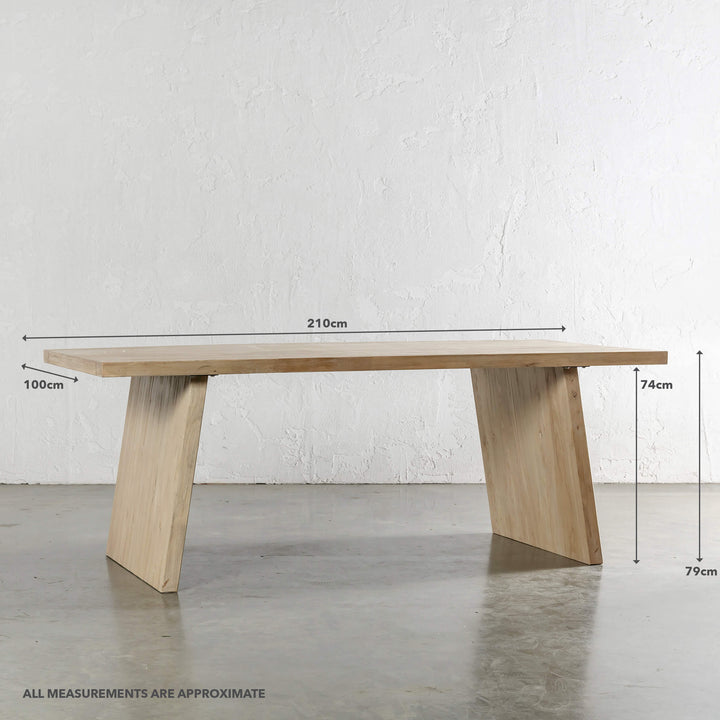 CAPRETTA ELM DINING TABLE | 210CM | BLEACHED BRISTLE | MEASUREMENTS