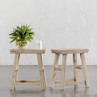 CAPRETTA ELM RECTANGLE WORKERS STOOL  |  BLEACHED BRISTLE  |  BUNDLE X 2