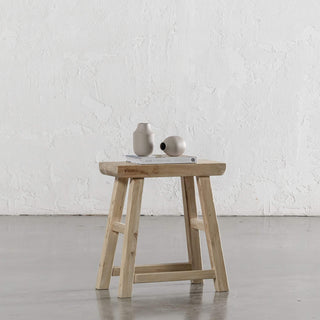 CAPRETTA ELM RECTANGLE  WORKERS STOOL  |  BLEACHED BRISTLE