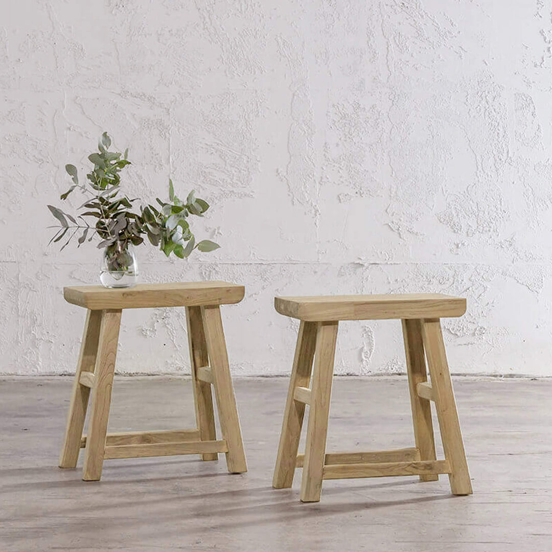 CAPRETTA ELM RECTANGLE WORKERS STOOL | BLEACHED BRISTLE | BUNDLE X 2