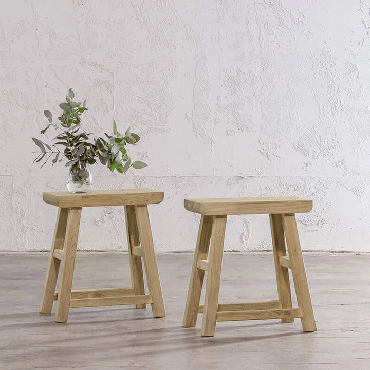 CAPRETTA ELM RECTANGLE WORKERS STOOL | BLEACHED BRISTLE | BUNDLE X 2