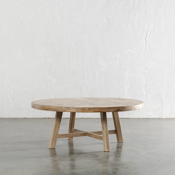 CAPRETTA ELM ROUND COFFEE TABLE UNSTYLED  |  120CM  |  BLEACHED BRISTLE