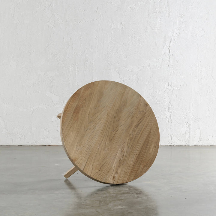 CAPRETTA ELM ROUND COFFEE TABLE TOP VIEW  |  90CM  |  BLEACHED BRISTLE