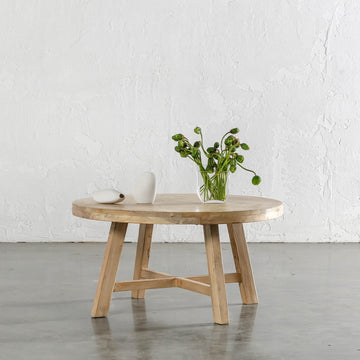 CAPRETTA ELM ROUND COFFEE TABLE  |  90CM  |  BLEACHED BRISTLE