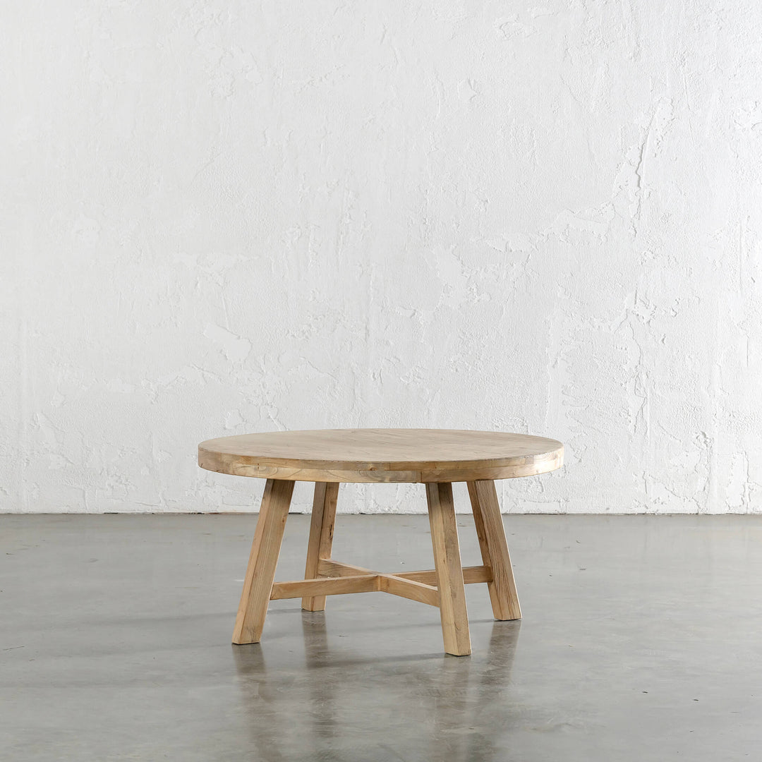 CAPRETTA ELM ROUND COFFEE TABLE  |  90CM  |  BLEACHED BRISTLE