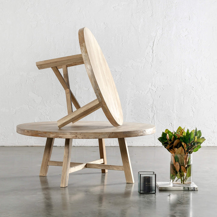 CAPRETTA ELM ROUND COFFEE TABLE  |  90CM  |  BLEACHED BRISTLE