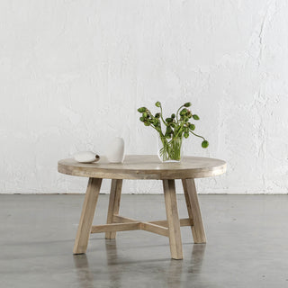 CAPRETTA ELM ROUND COFFEE TABLE  |  90CM  |  BLEACHED BRISTLE