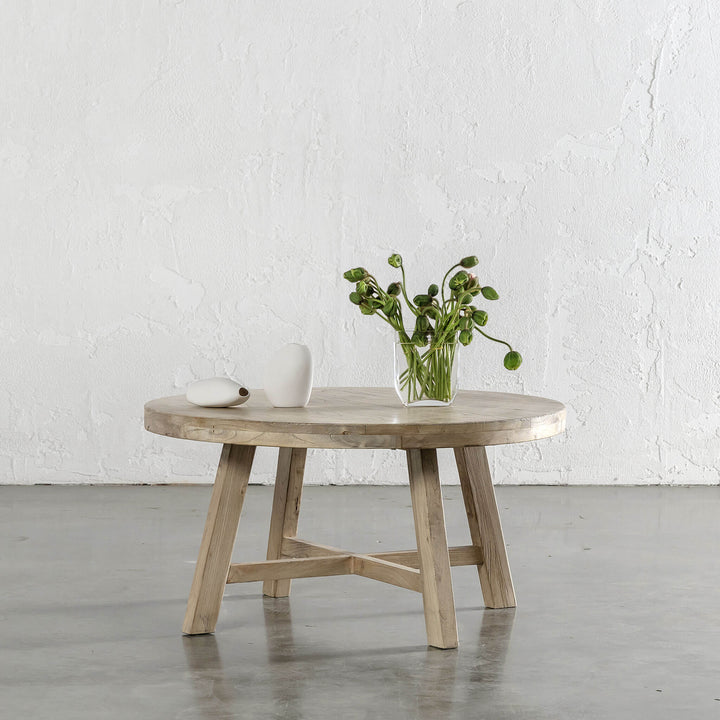 CAPRETTA ELM ROUND COFFEE TABLE  |  90CM  |  BLEACHED BRISTLE
