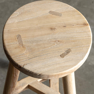 CAPRETTA ELM ROUND MILKING STOOL  |  BLEACHED BRISTLE