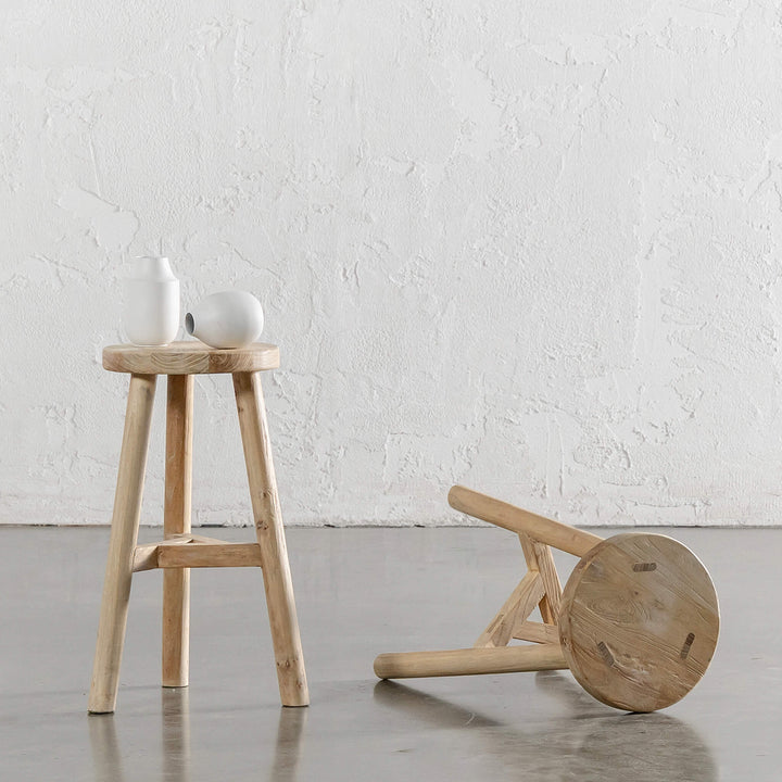 CAPRETTA ELM ROUND MILKING STOOL  |  BLEACHED BRISTLE  |  BUNDLE X 2