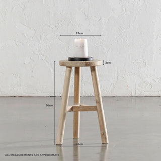 CAPRETTA ELM ROUND MILKING STOOL  |  BLEACHED BRISTLE | MEASUREMENTS