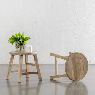 CAPRETTA ELM ROUND SIDE TABLE  |  BLEACHED BRISTLE 