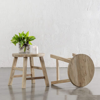 CAPRETTA ELM ROUND SIDE TABLE  |  BLEACHED BRISTLE  |  BUNDLE x 2
