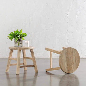 CAPRETTA ELM ROUND SIDE TABLE  |  BLEACHED BRISTLE  |  BUNDLE x 2
