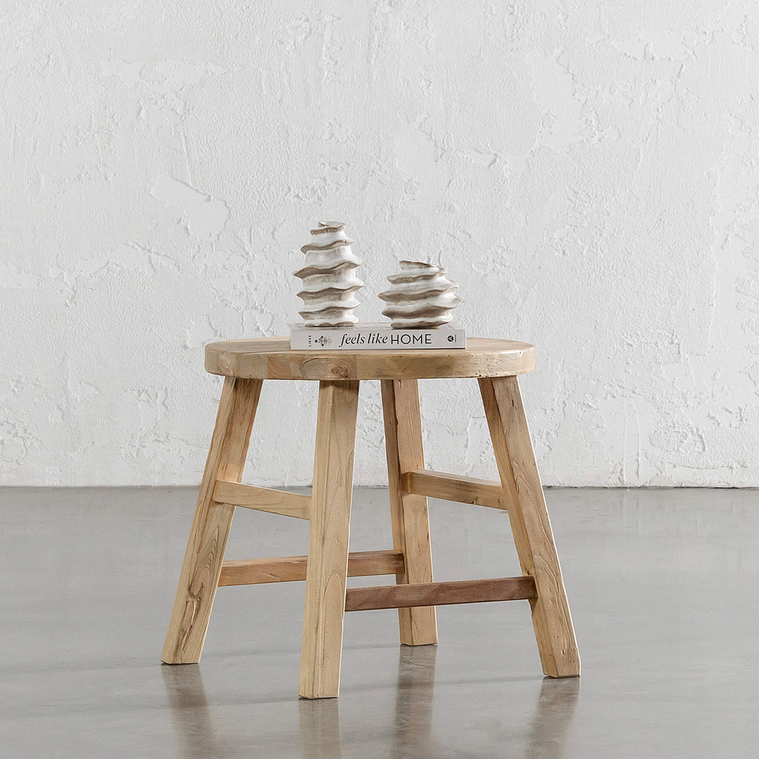 CAPRETTA ELM ROUND SIDE TABLE  |  BLEACHED BRISTLE