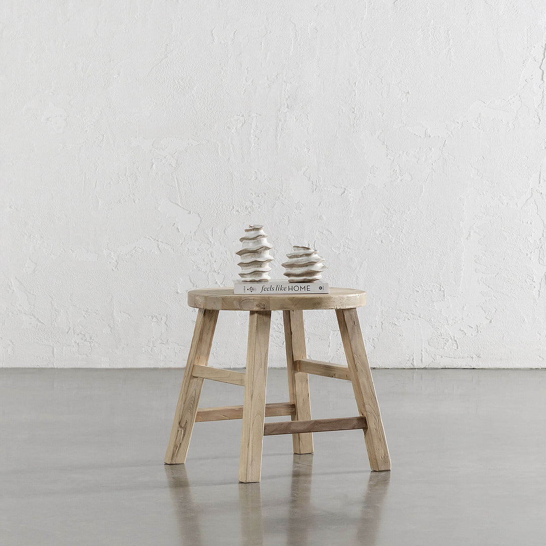 CAPRETTA ELM ROUND SIDE TABLE  |  BLEACHED BRISTLE