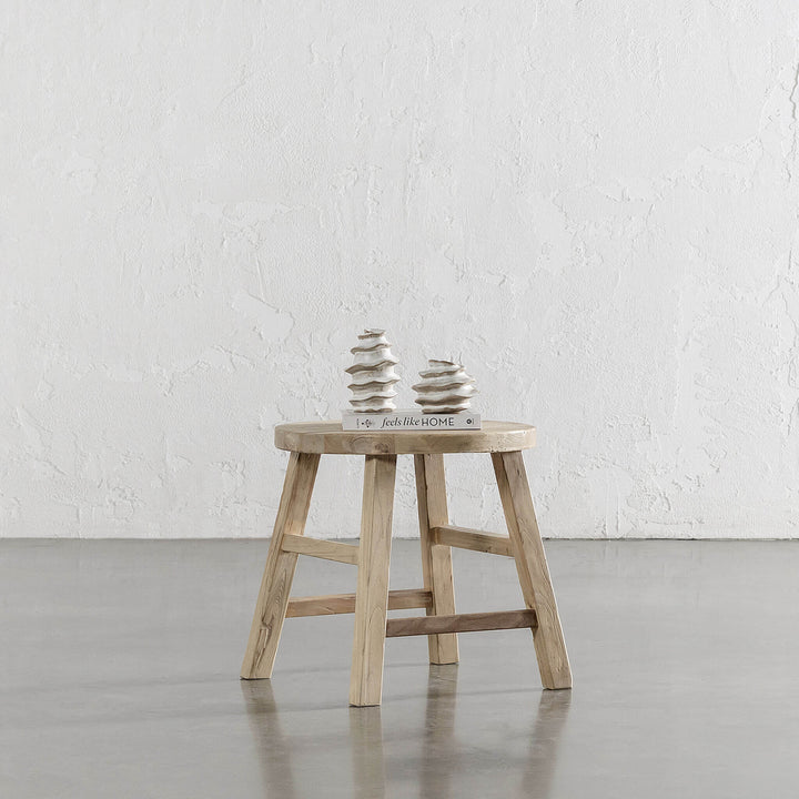 CAPRETTA ELM ROUND SIDE TABLE  |  BLEACHED BRISTLE
