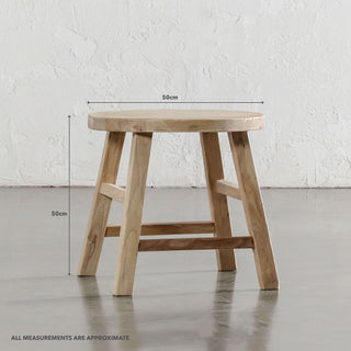 CAPRETTA ELM ROUND SIDE TABLE  |  BLEACHED BRISTLE | MEASUREMENTS