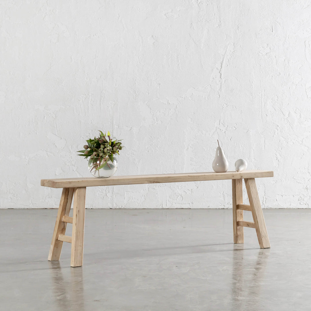 CAPRETTA SLIM ELM BENCH  |  160CM  |  BLEACHED BRISTLE